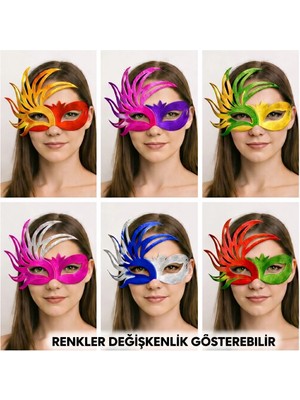 Erdo Ticaret 6’lı Çift Renkli Venedik Karton Parti Maskesi Seti