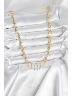 Aesco Pirinç Gold Renk Saçaklı Model Kadın Kolye - Lisinya