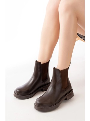 02-2137 Kahverengi Lastikli Günlük Kadın Bot