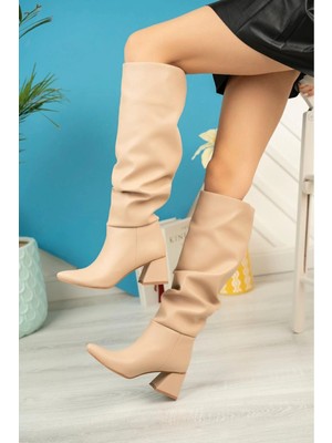 SYT-2002 Nut Körüklü Kalın Topuklu Günlük Bayan Çizme