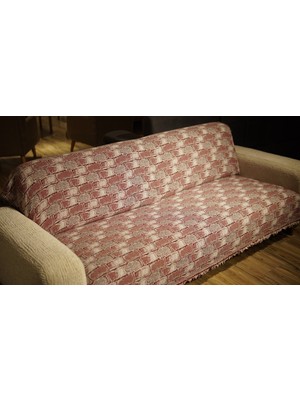 Kiremit Desen Kırmızı Koltuk Örtüsü