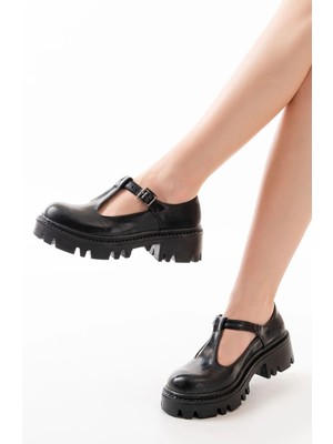 868-757 Siyah Rugan Günlük Yüksek Tabanlı Loafer Ayakkabı