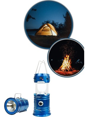 Aesco Büyük Boy Güneş Enerjili Kamp Feneri Işıldak Lamba USB Şarjlı - Lisinya