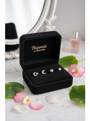 Begonia Accessories 925 Ayar Gümüş 4’lü Minimal Zirkon Taşlı Hızma Set – Tragus Küpe, Unisex Takı, Zarif & Şık Tasarım, Günlük ve Özel Gün Kullanımı