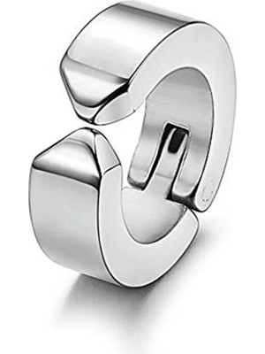 Aesco Erkek Küpesi - 2 Adet Çelik Kıstırmalı Küpe Paslanmaz Atmaz Çelik Gümüş Renk Küpe - Lisinya