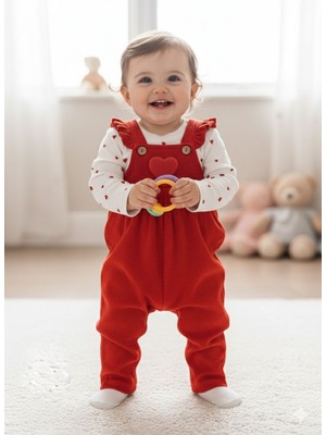 Efemkids 6/24 Ay 2 Li Kız Bebek Tulum Kalp Nakışlı Yenidoğan Tulum Slopet Jile Body+Slopet