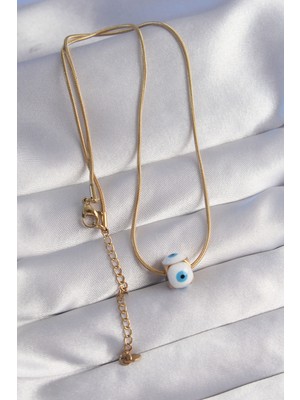 Aesco 316L Çelik Gold Renk Mineli Nazar Model Kolye - Lisinya
