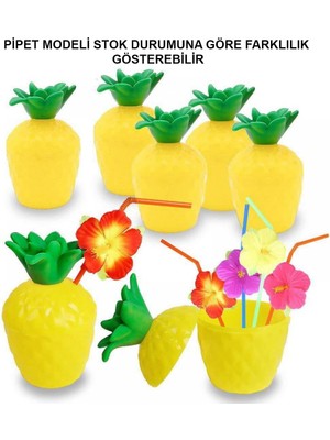 Aesco Ananas Hawaii Luau Ha Pipetli Içecek Kabı Bardak 10X13 cm 1 Adet
