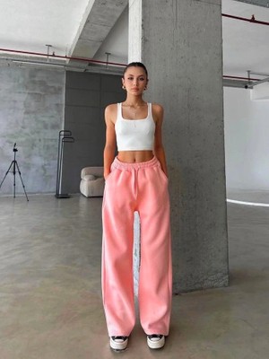 Aesco 3 Iplik Şardonlu Oversize Eşofman Somon