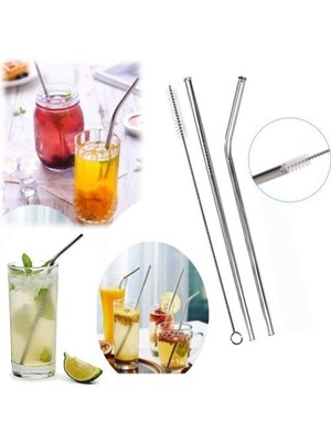 Aesco 5 Parça Metal Pipet - Paslanmaz Çevre Dostu Metal Pipet Fırça Seti - Lisinya