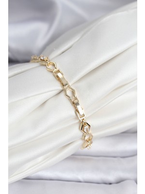 Aesco 14K Gold Renk Kaplama Baklava Dilim Model Kadın Bileklik - Lisinya