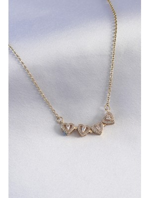 Aesco 316L Çelik Gold Renk Açılır Zirkon Taşlı Yonca Model Kadın Kolye - Lisinya