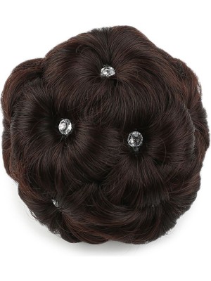 Aesco Taşlı Topuz Toka / Koyu Kahve