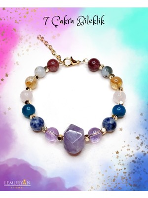 Herkimer Doğaltaş Orijinal Doğaltaş Ametist 7 Çakra Bileklik