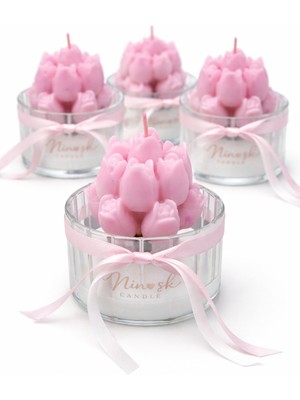 Minaşk Candle Lotus Whısper Doğal Soya Mum Cam/lale Buketi