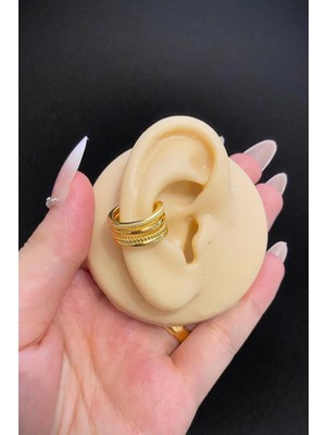 Jaida Moda Gold Sıkıştırmalı Deliksiz Kıkırdak Küpe – Şık ve Zarif Ear Cuff Modeli