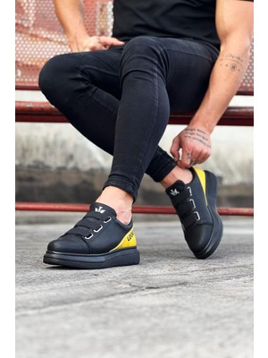 Aesco Bant Legend Kömür Sarı Kalın Taban Casual Erkek Ayakkabı