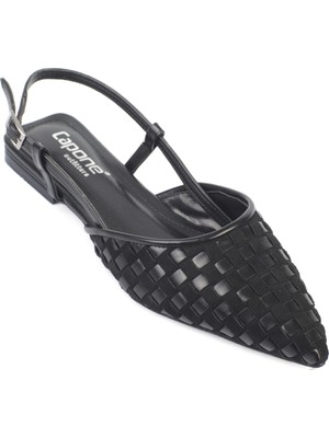 Capone Outfitters Kay Sivri Burunlu Süet Görünümlü Örgü Arkası Bantlı Kadın Babet