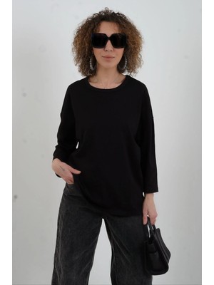 Zelish My Sister Siyah Bisiklet Yaka Truvakar Kol Tshirt