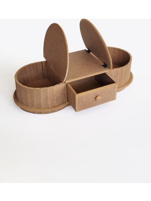 Yegane Concept Ham Mdf, Boyanabilir, Yanları Yuvarlak Kapaklı, Çekmeceli Dekoratif Kutu