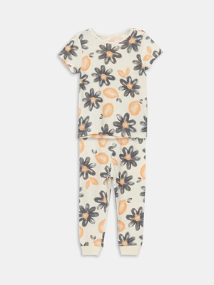 Lc Waikiki Yeni Sezon Bisiklet Yaka Çiçekli Kız Bebek Pijama Takımı