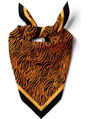 G58 Kadın Turuncu Tiger Desenli 55X55 Bandana Hyl DG0710-22
