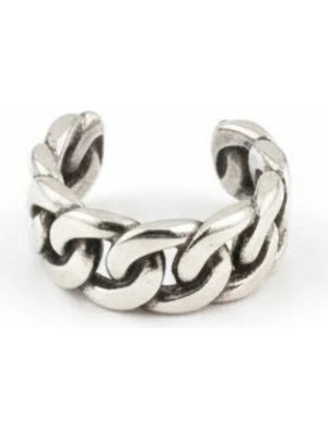 Jaida Moda Gümüş Renk Antik Zincir Sıkıştırma Deliksiz Kıkırdak Küpe