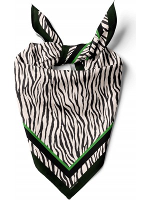 Kadın Siyah Beyaz Zebra Desenli 50X50 Bandana Hyl DG01282-22