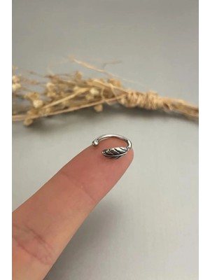 Jaida Moda Kadın Gümüş Renk Yaprak Figür Kıkırdak Sıkıştırma Küpe