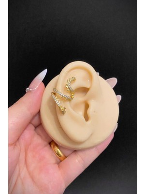 Jaida Moda Gold Ejder Figürlü Deliksiz Sıkıştırmalı Çelik Ear Cuff – Kıkırdak Küpe