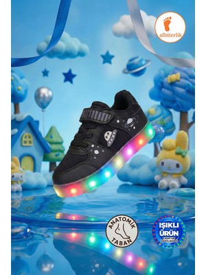 Albishoes Erkek Kız Çocuk Bebek Yazlık Hafif Rahat Yumuşak Taban Cırtlı Işıklı Sneaker Spor Ayakkabı