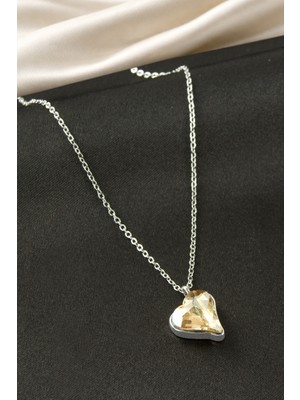 Bijuteri Net Kalp Taşlı Çelik Kolye