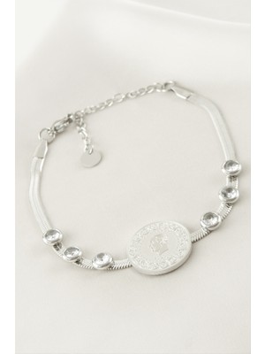 Bijuteri Net Para Italyan Zincirli Çelik Bileklik