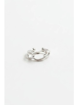 Jaida Moda Gümüş Renk Düğüm Tasarım Sıkıştırma Deliksiz Kıkırdak Küpe