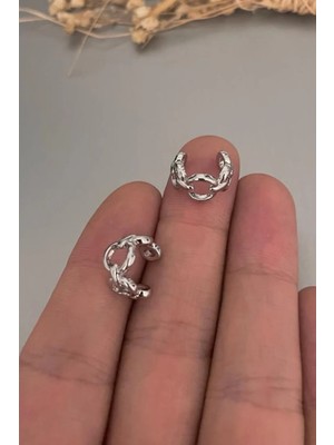 Jaida Moda Gri Sıkıştırma Deliksiz Fake Çelik Kıkırdak Küpe Ear Cuff