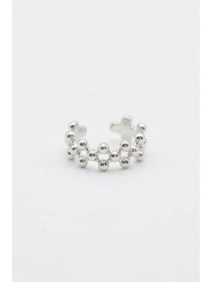 Jaida Moda Gümüş Renk Parlak Top Detaylı Sıkıştırma Deliksiz Kıkırdak Küpe