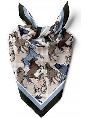 H12 Kadın Krem Horse Desenli 50X50 Bandana Hyl DG01542-22