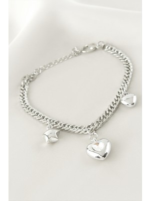 Bijuteri Net Kalp Yıldız Çelik Bileklik