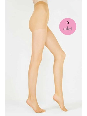 İsmiyle Al 6 Adet Parlak Fit 15 Likralı Külotlu Çorap Ten