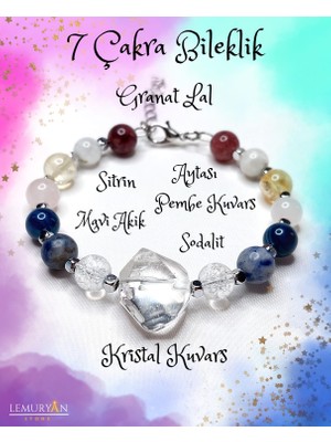 Herkimer Doğaltaş Orijinal Doğaltaş Kristal Kuvars 7 Çakra Bileklik