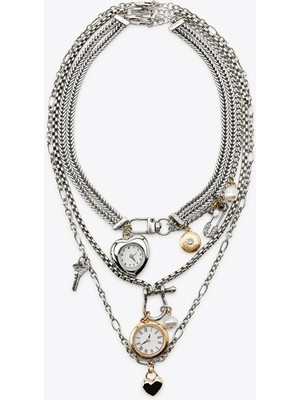 İsmiyle Al 3'lü Saat ve Charm Kolye - Gümüş