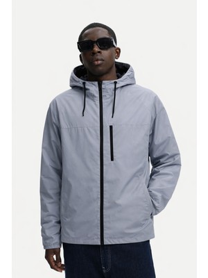 Damga Erkek Astarlı Trend Oversize Gri Yağmurluk & Rüzgarlık