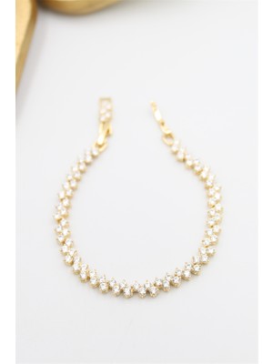 İsmiyle Al Taşlı Xuping Vip Bileklik - Altın