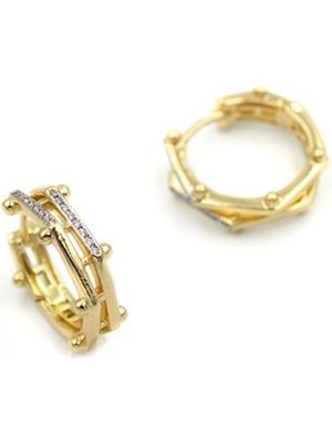 İsmiyle Al Taşlı Küpe - Altın