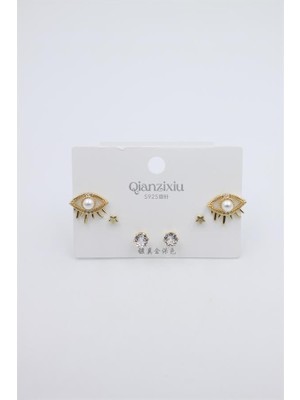 İsmiyle Al Çoklu Set Küpe - Altın