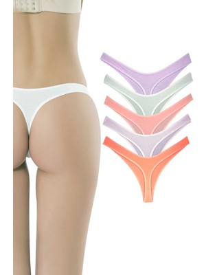 İsmiyle Al 5 Adet Pamuklu Kadın Klasik Tanga Soft Renkler