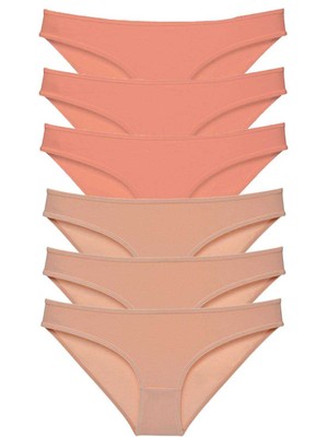 İsmiyle Al 6 Adet Süper Eko Set Likralı Kadın Slip Külot Pudra Ten