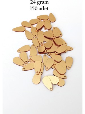 İsmiyle Al Oya Abiye Bileklik Kolye Pleksi Metalik Plastik Pul Altın Renk 24 Gram 150 Adet - BNC544