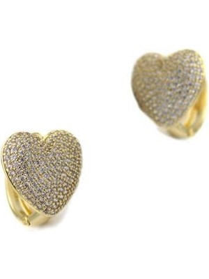 İsmiyle Al Taşlı Kalp Küpe - Altın