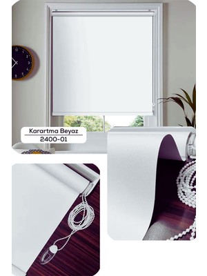 YS Perde Tasarım Modern Blackout %100 Karartma Çizilmez Stor Perde Alüminyum Kasalı Yüksek Kaliteli  - Beyaz BLACKOUT001